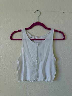 American Eagle Outfitters White Ribbed Cropped Tank